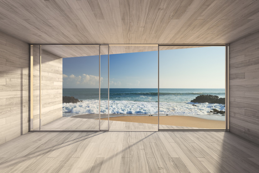Fototapeta Widok z Okna Na Plażę i Morze 90x60cm