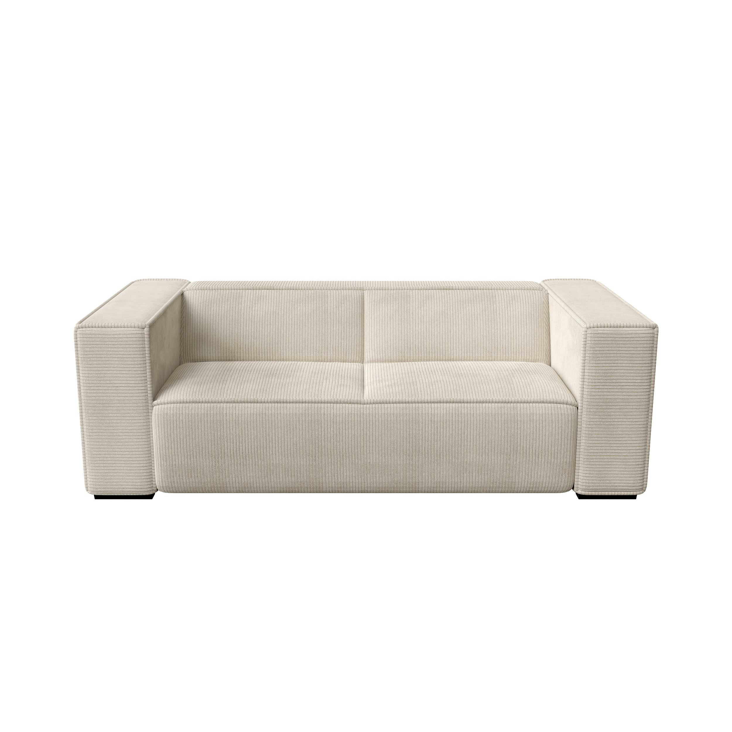 KAYA - Canapé 3 places tissu velours côtelé crème