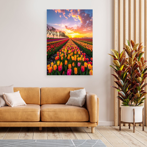 Obraz do salonu sypialni biura, Tulipany kwiaty łąka widok 20x30