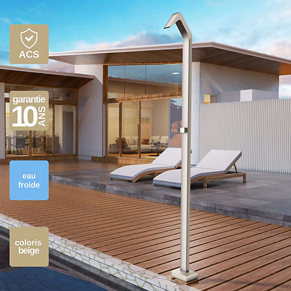 Douche de piscine Pool en Acier Inox 316Rose Corail - Tête D80mm - Corps D42mm- H. 2,36m - Garantie 10 ans - POOLIMEX