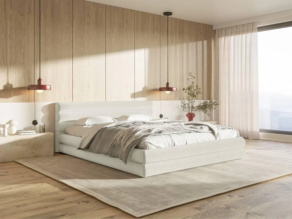 Gestoffeerd bed Alvaro chenille 160 x 200 met beddengoedcontainer