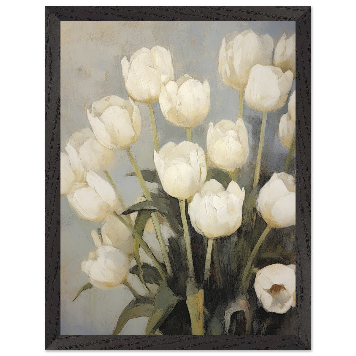Artfulprints Poster met Lijst White tulips  - 30x40 cm - Wit