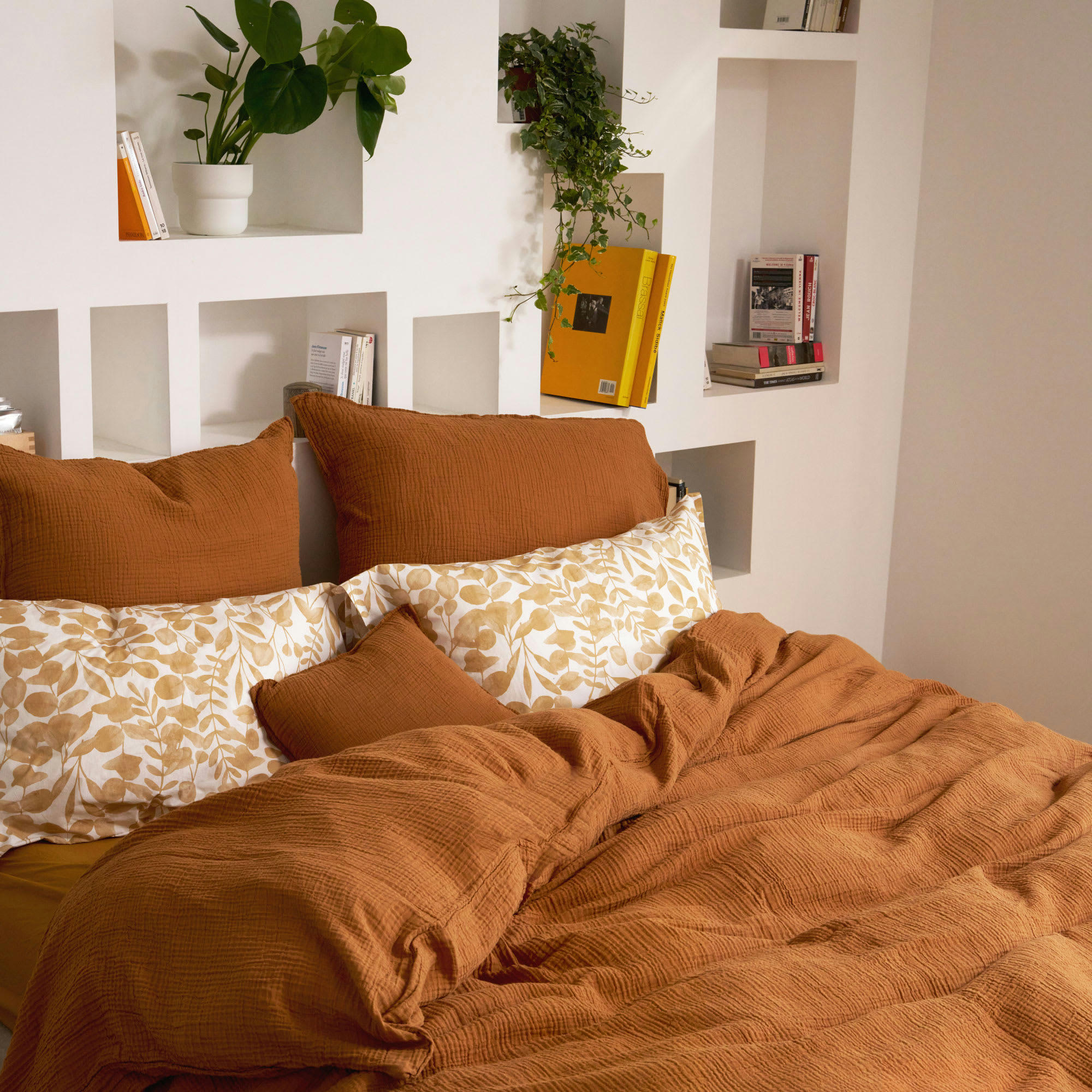 SIMPLEMENT GAUFRÉ - Housse de couette en gaze de coton 240x220cm Curcuma