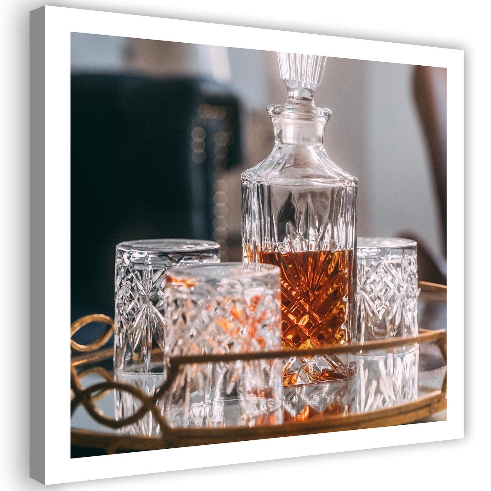 Feeby Obraz na płótnie, Whisky - karafka i szklanki 30x30