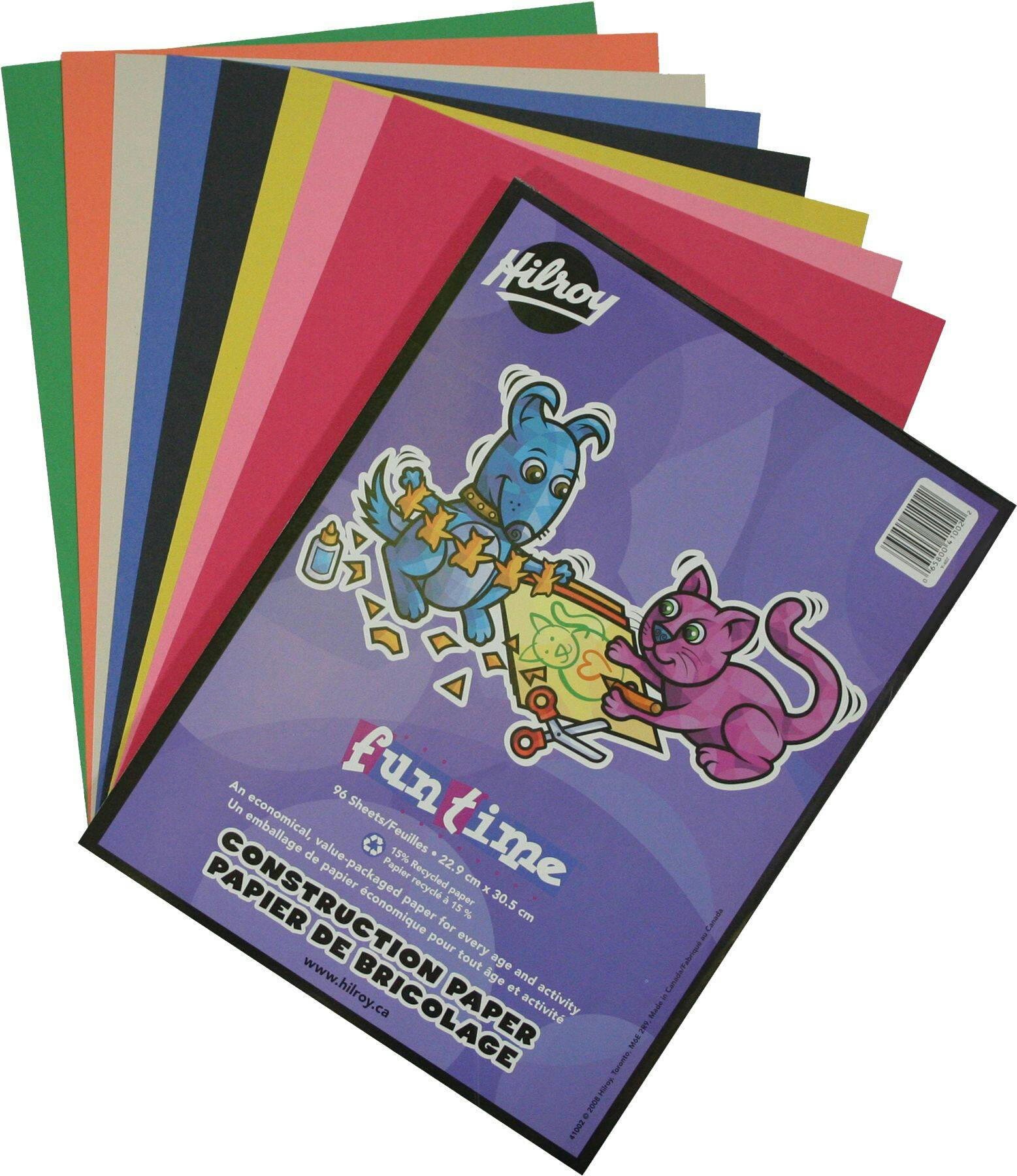 Hilroy Fun Time Multi-Colour Blank Construction Paper, 96-pk