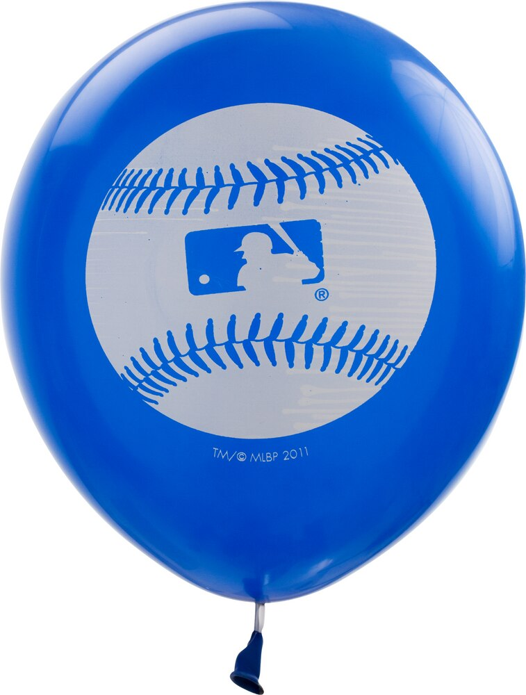 Major League Baseball MLB Round Latex Balloons, Blue/Red/Black, 12-in, 16-pk, for Sports Party