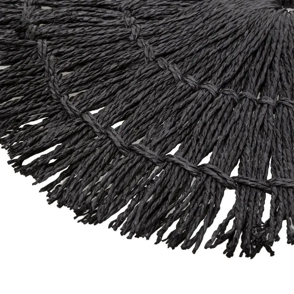 Placemat Raffia - zwart - D38 cm - rond - tafel onderleggers