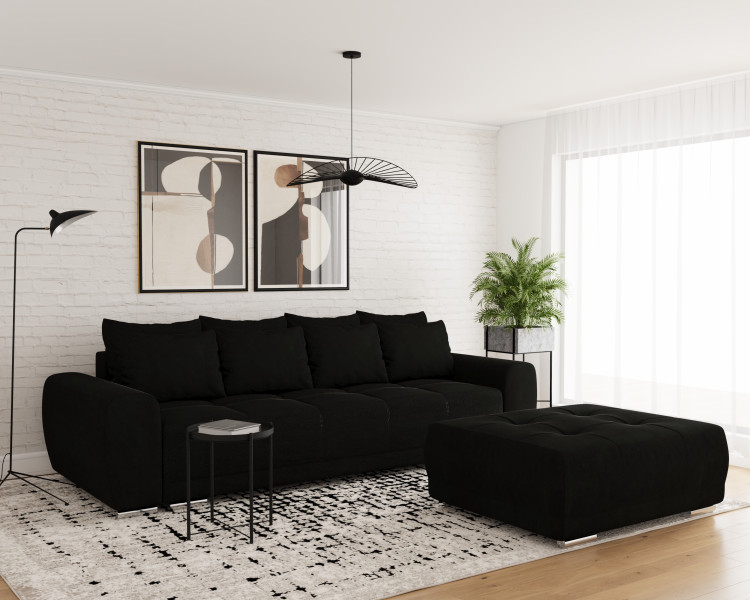 Kanapa rozkładana sofa z funkcją spania   pojemnik do salonu Dakota czarna