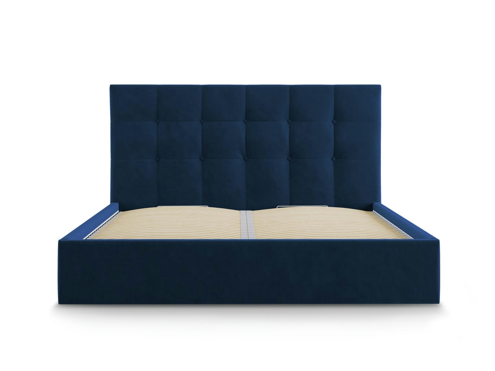PHAEDRA - Lit coffre avec tête de lit 160x200 cm en velours bleu roi