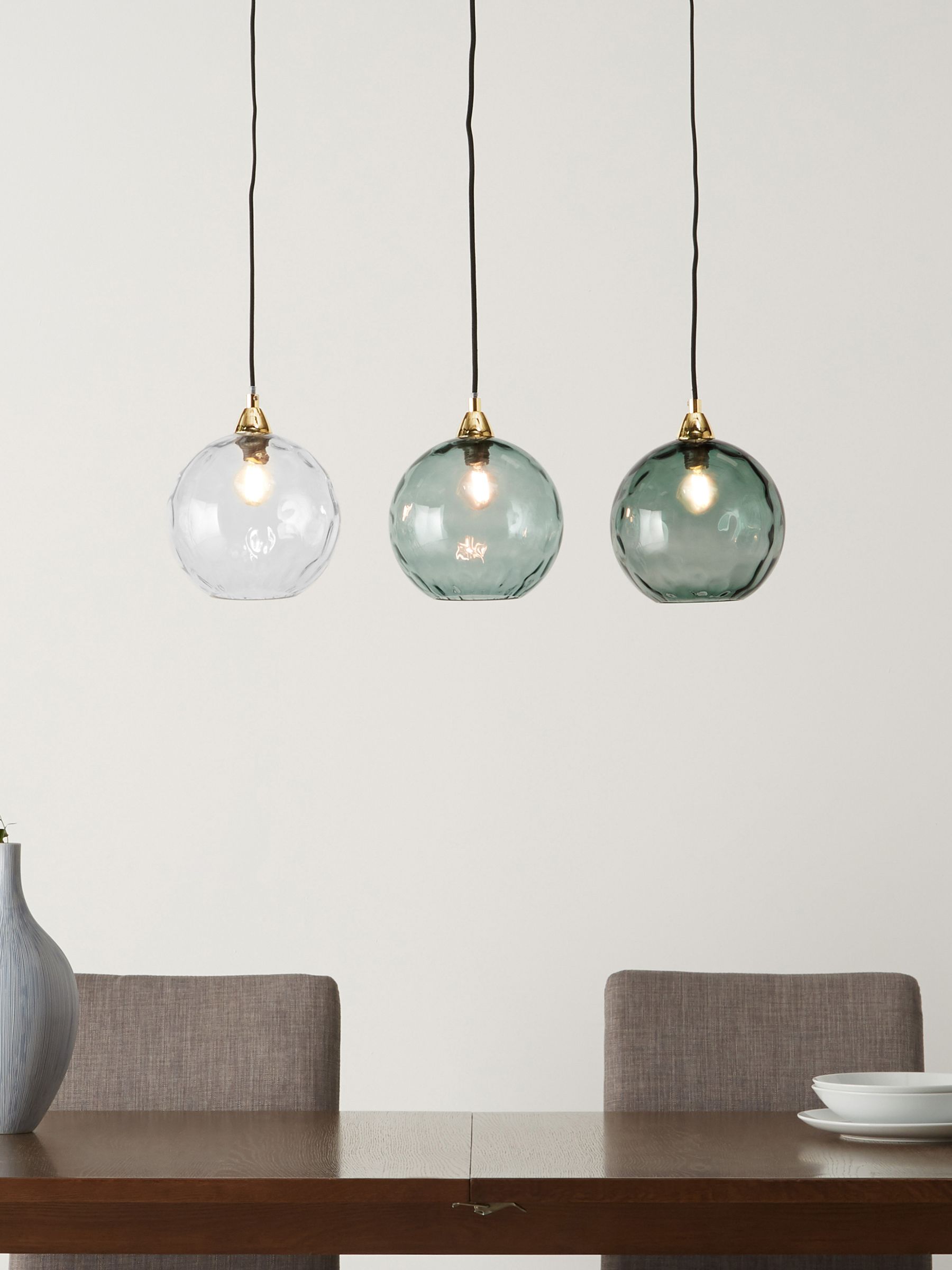 Ilaria 3 Light Linear Pendant Bar Ceiling Light in Blue