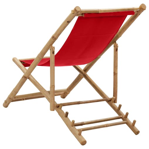 NNEVL Deck Chair Bamboo and Canvas Red