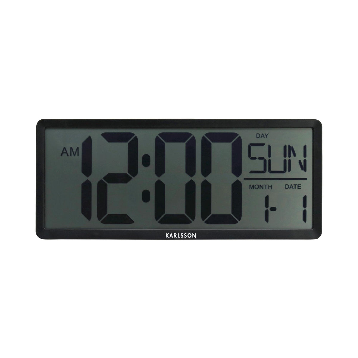 Karlsson wandklok Retro LCD - zwart - 34.8x2.7x14.8cm
