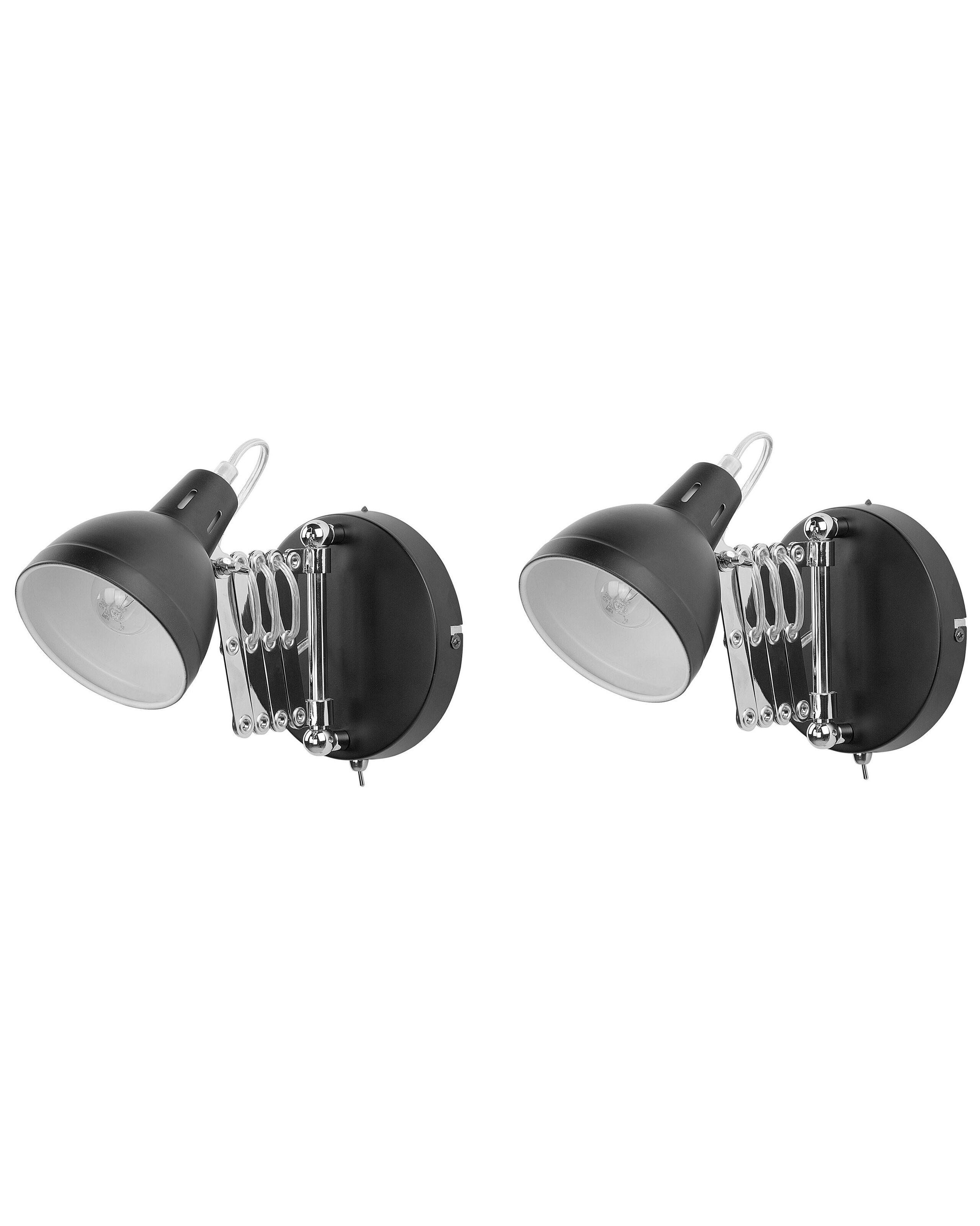 Zestaw 2 lampa ściennych kinkiet regulowana czarna