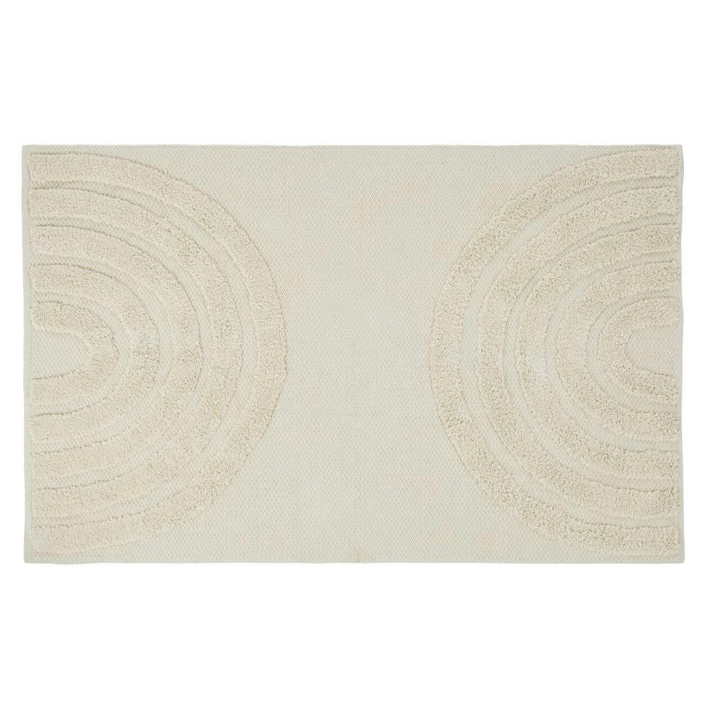 LOTARO - Tapis en coton bio tissé écru motifs graphiques tuftés 140x200