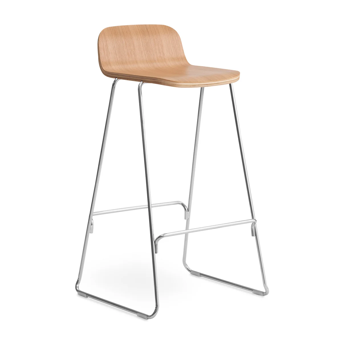 Normann Copenhagen - Just Barhocker mit Rückenlehne, H 75 cm, Eiche natur / chrom