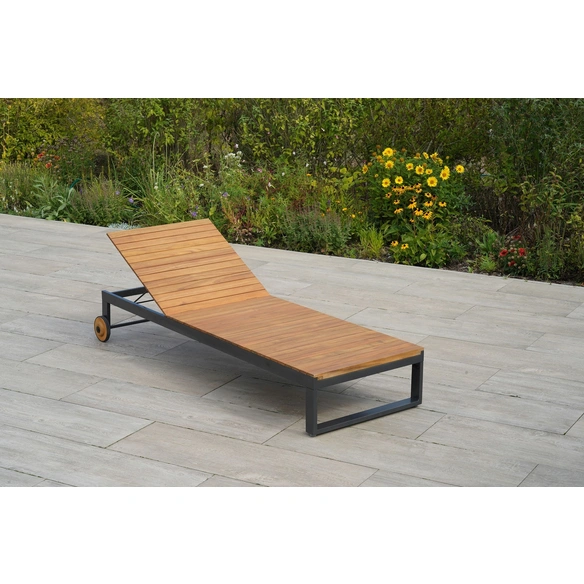 Gartenliege »Santorin«, Aluminium/Akazie, pulverbeschichtet, graphit/natur