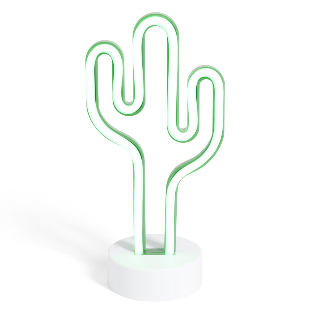 Lampe d'ambiance néon à poser forme cactus vert 13x10xH25cm