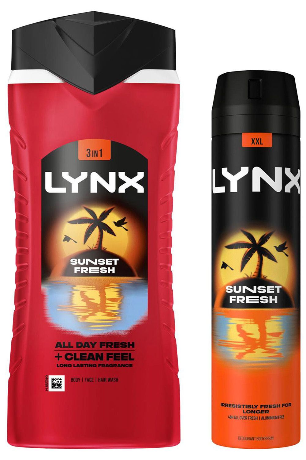Lynx 6x of Each Sunset Fresh Body Wash, 500ml with Body Spray, 250ml