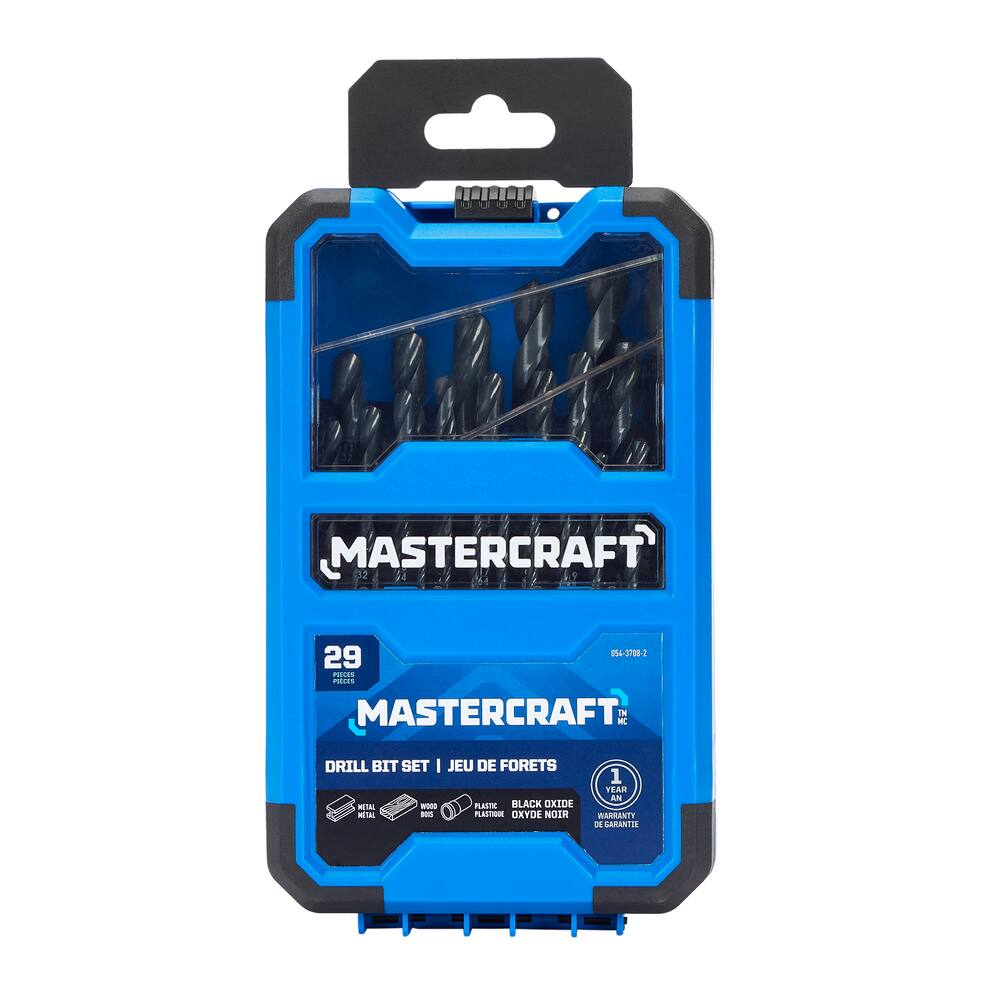 Mastercraft HSS Drill Bit Set for Wood, Metal, Plastic, 29-pc