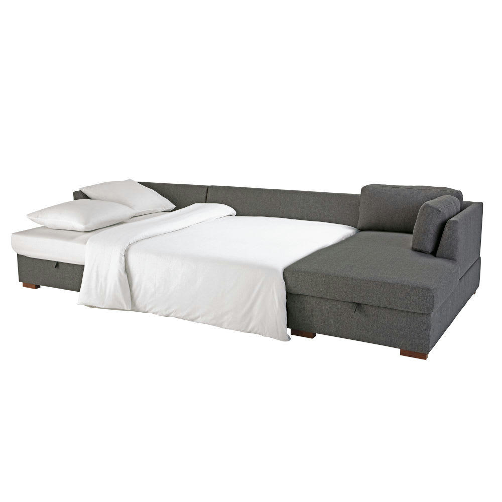 Times square - Canapé panoramique convertible 7 places gris