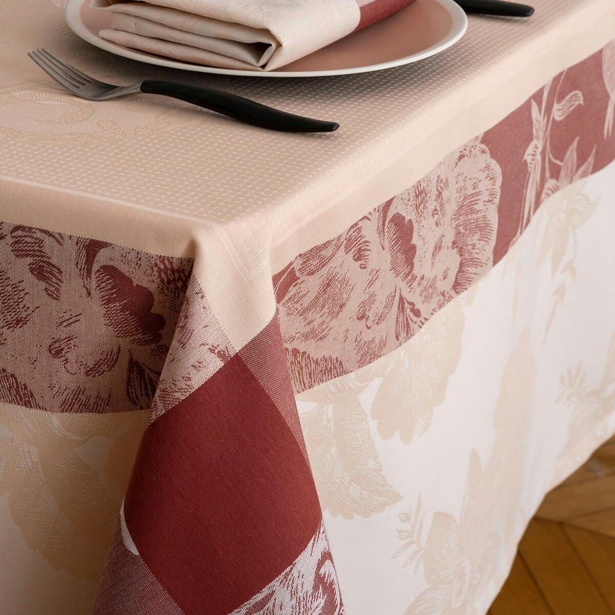 À LA FRANÇAISE - Nappe en coton dragee 175 x 175