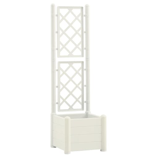 NNEVL Garden Planter with Trellis 43x43x142 cm PP White