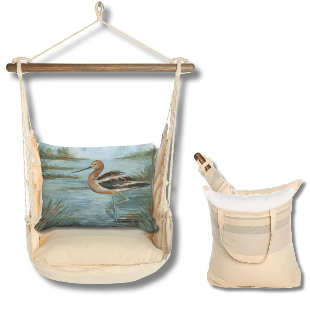 Magnolia Casual Swing Set 4 piece - Magnolia Stripe w/ Avocet Bird in Water
