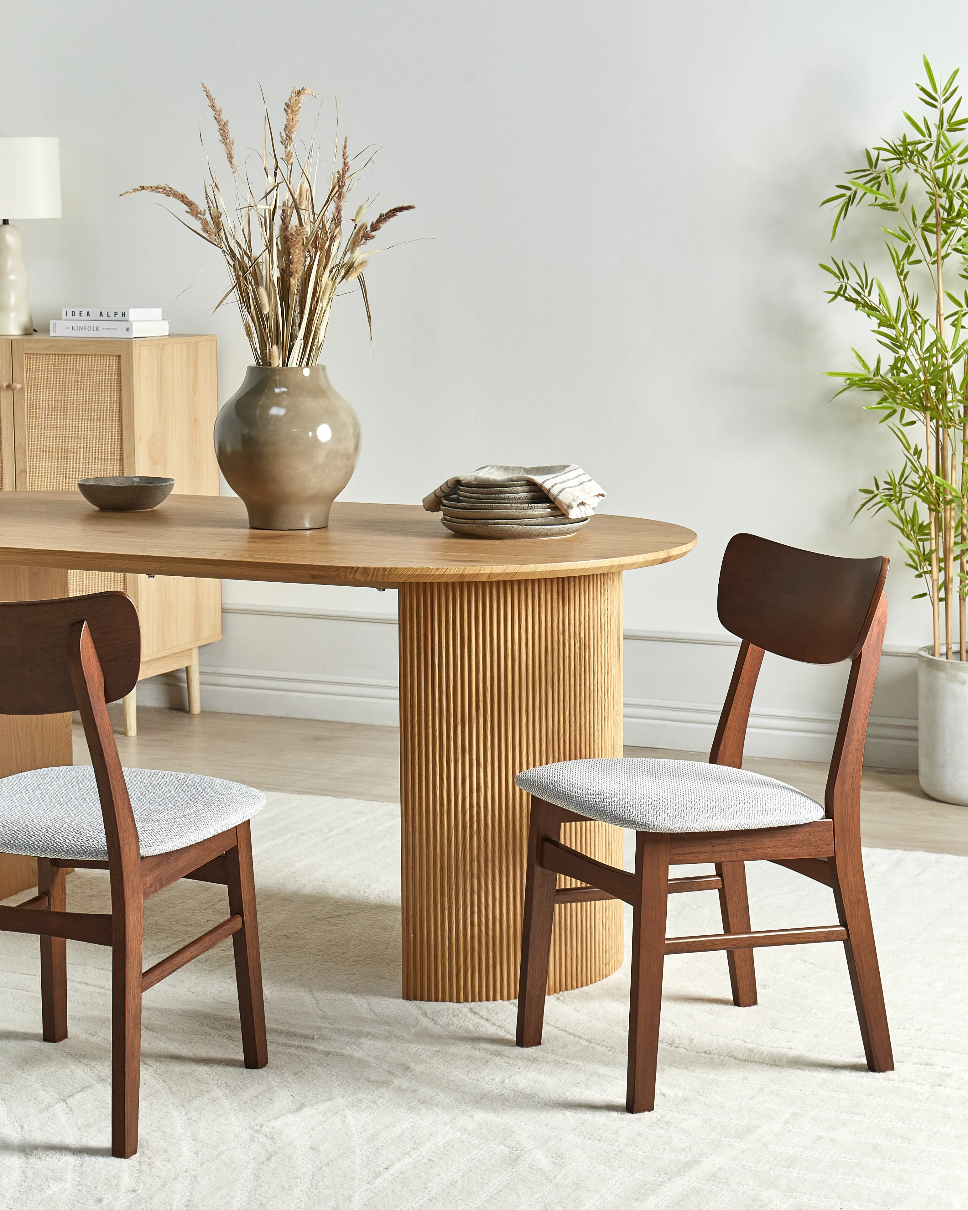 Set of 2 Dining Chairs ANOKA Wood Brown/ Grey