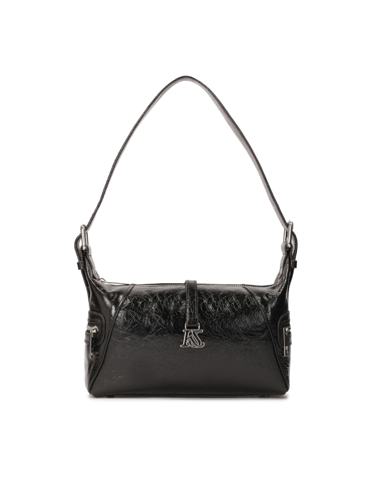 Black leather shoulder bag