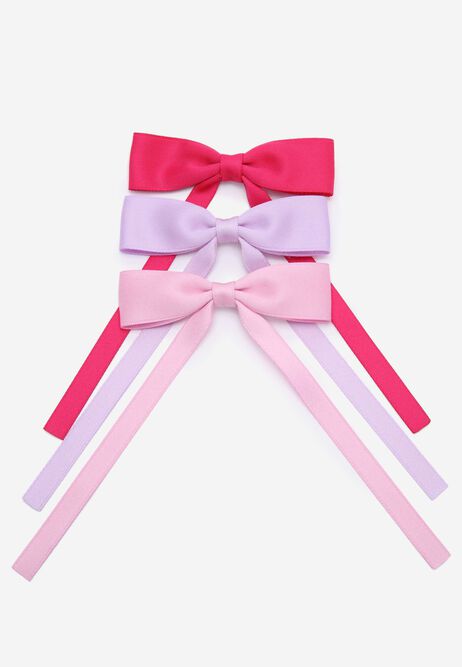 Girls 3pk Pink Satin Hair Clip Bows