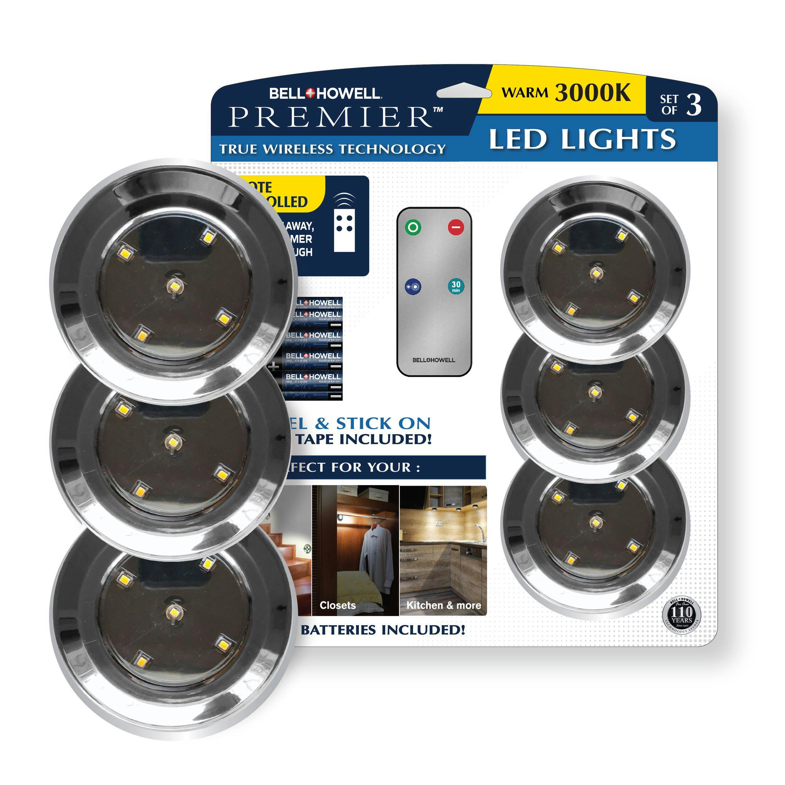 As Seen On TV Bell & Howell Wireless Chrome Puck Lights