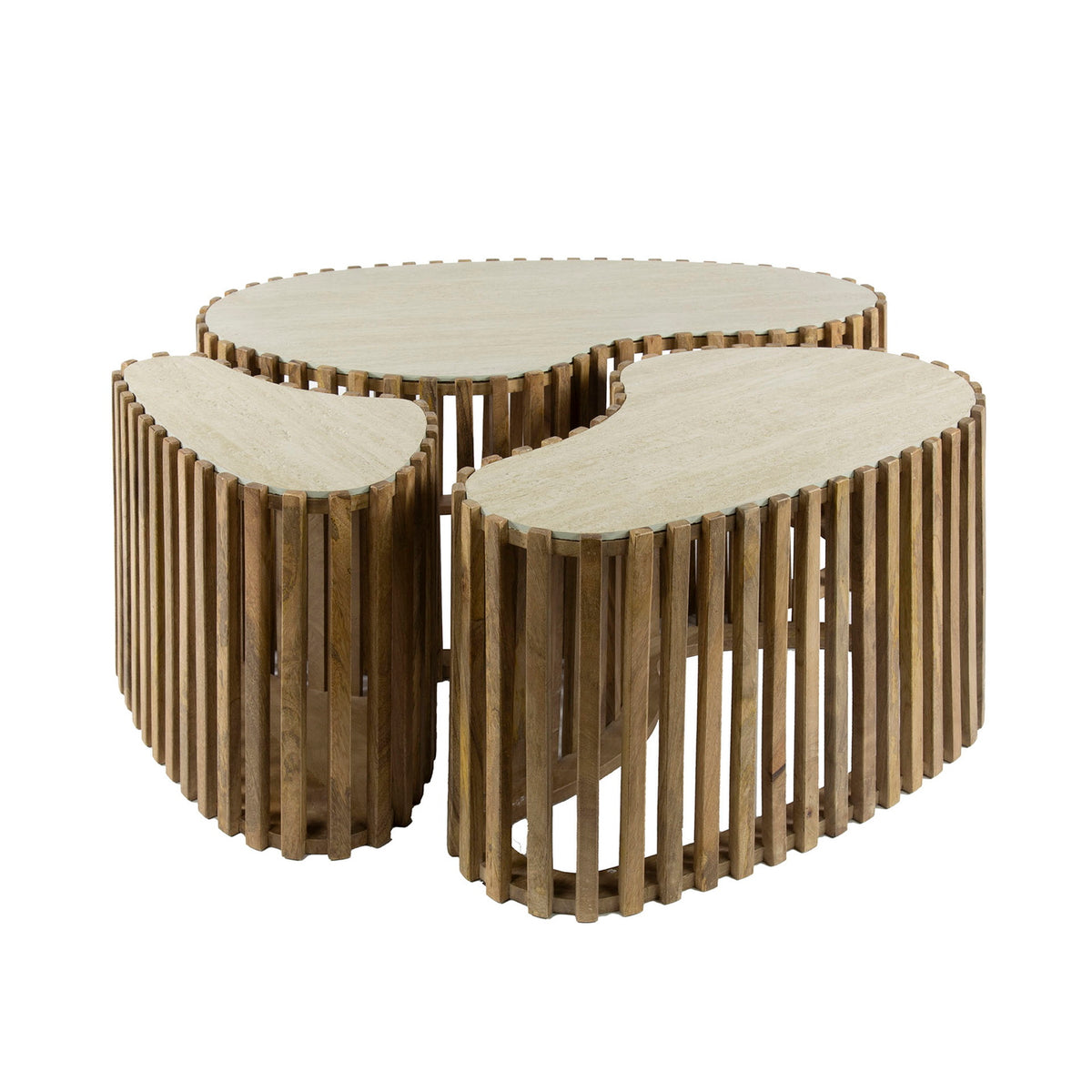 Giga Meubel Salontafel Nuovo - Travertin - Set Van 3 - 90x52x40cm