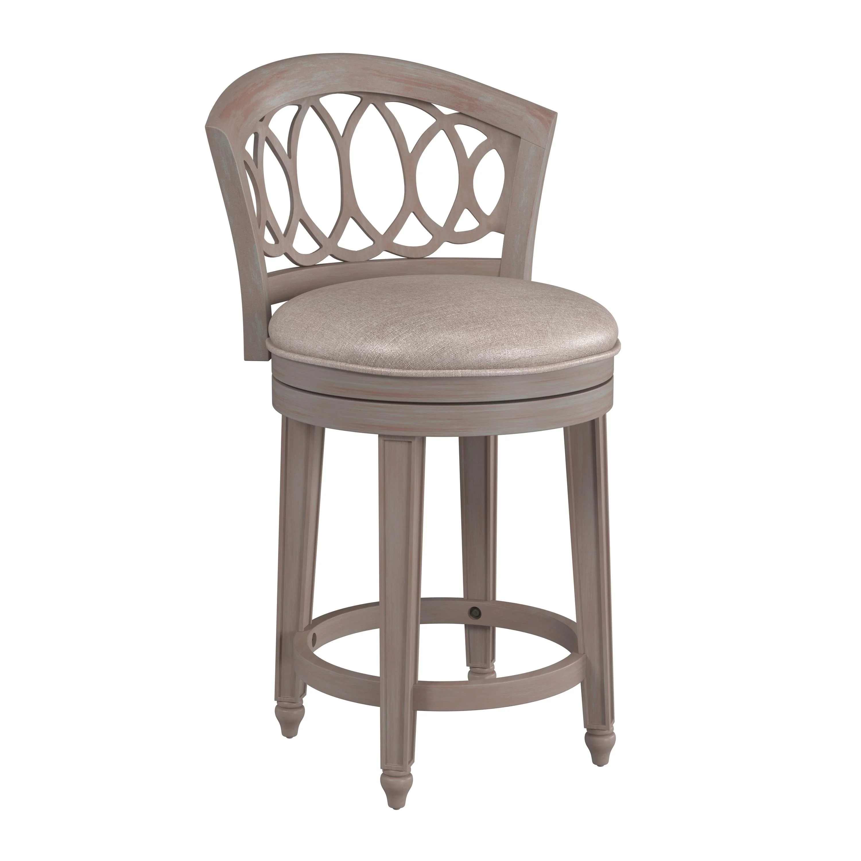 Hillsdale Furniture Adelyn Upholstered Wood Swivel Stool, Antique Gray Wash