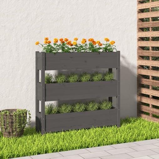 NNEVL Planter Grey 112x25x104.5 cm Solid Wood Pine