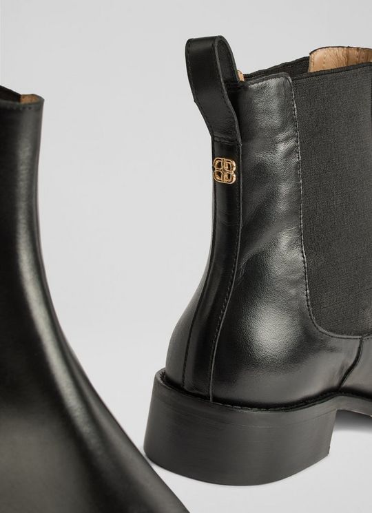Hattie Black Leather Ankle Boots