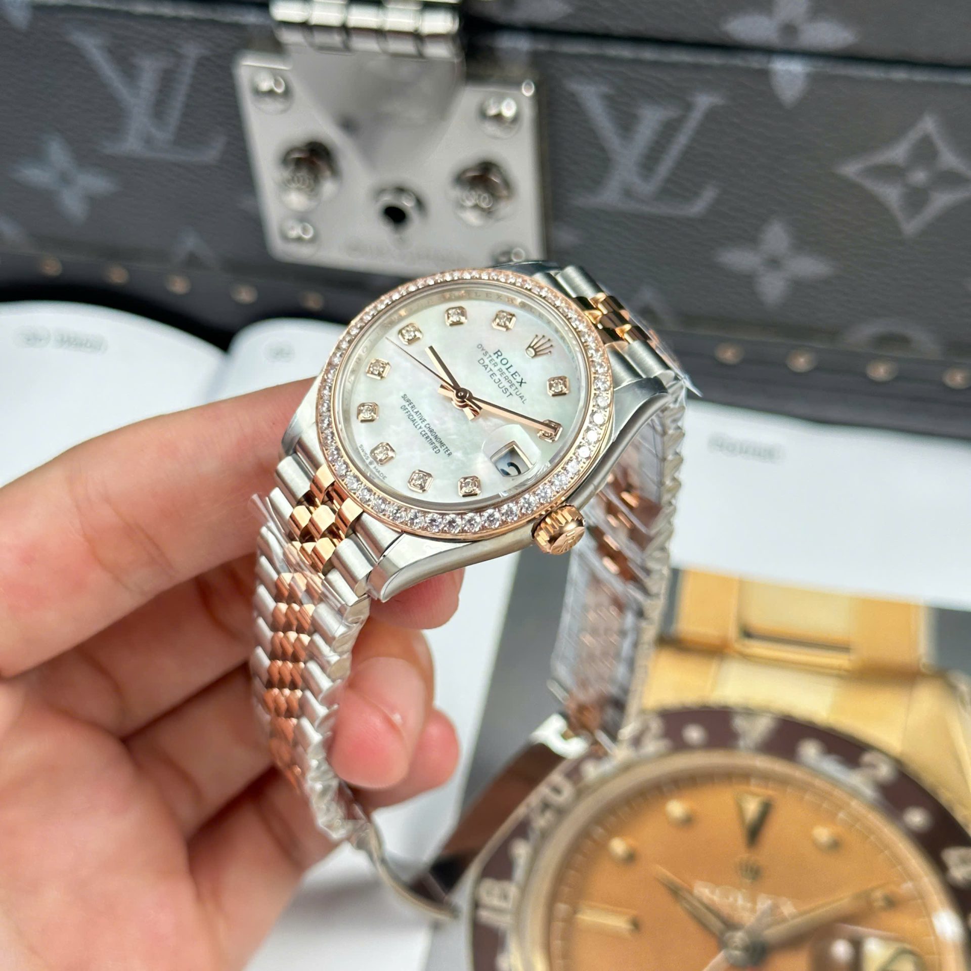 Rolex Datejust SS/RG Plated MOP Dial CZ Diamonds 31mm Jub THBF Replica