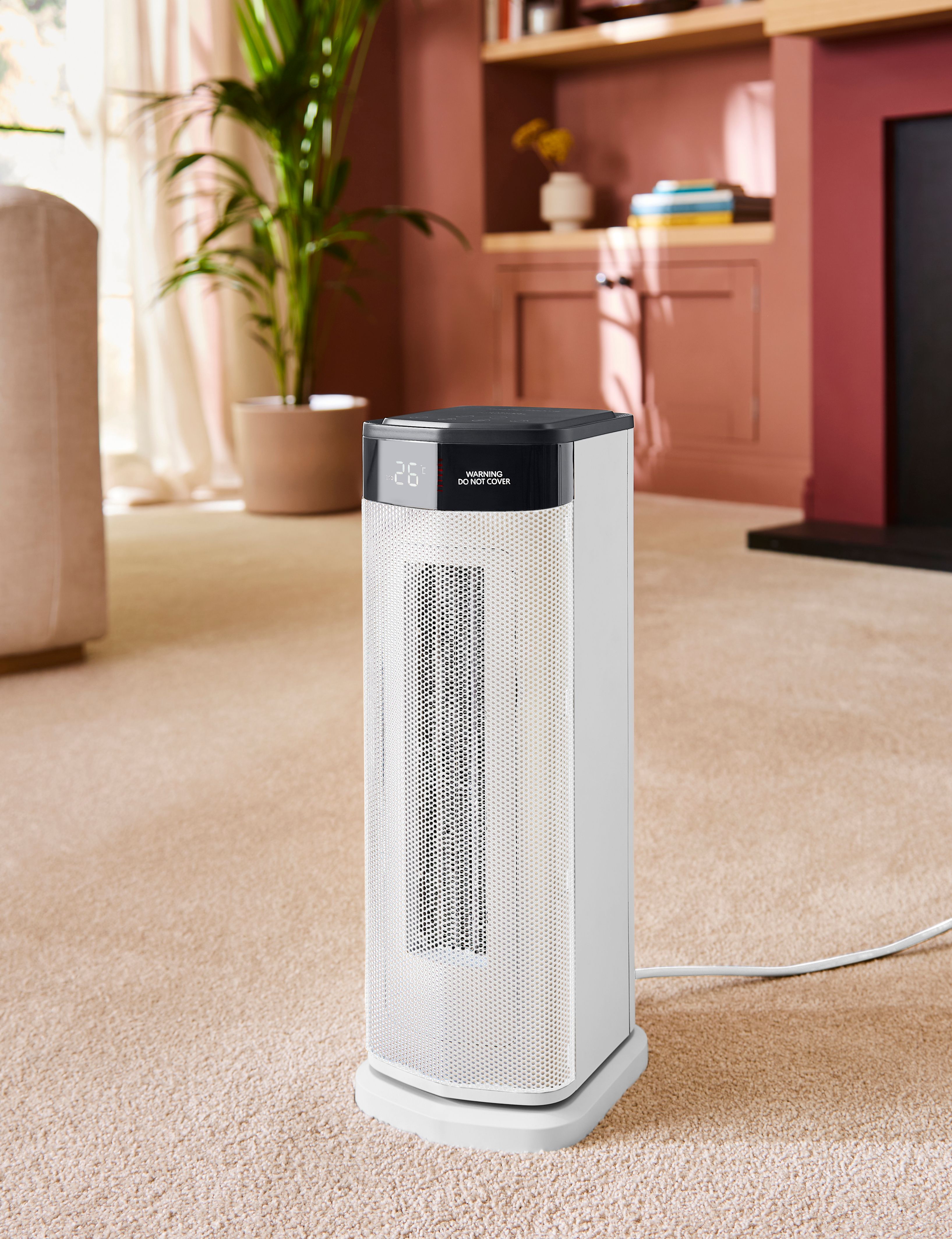 Morphy Richards HeatFlux 2kw Digital Ceramic Tower Fan Heater and Remote Control White