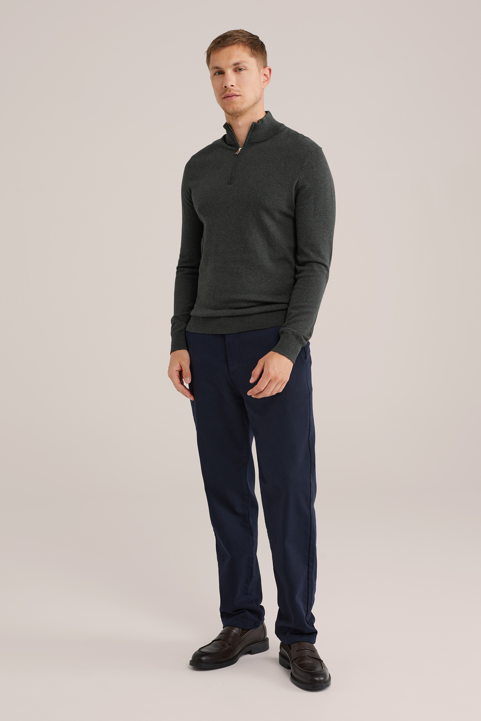 Heren Slim fit trui met quarter-zip