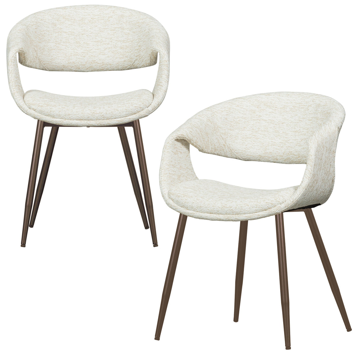 WOOOD eetkamerstoelen metalen koper poot Yossi - Naturel - Set van 2