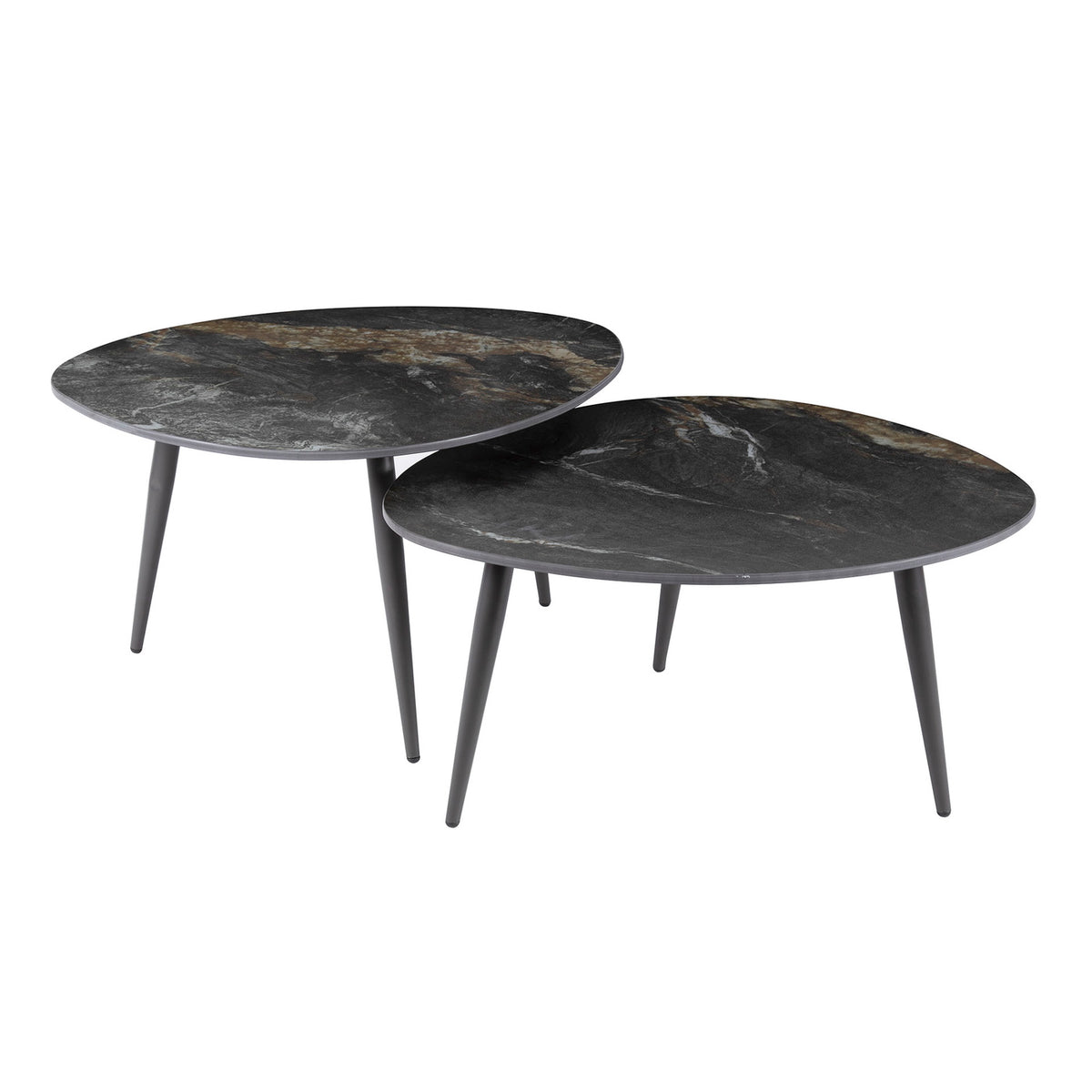 Giga Meubel Salontafel Fossil - Zwart Keramiek - Set van 2 - 70x58x40cm