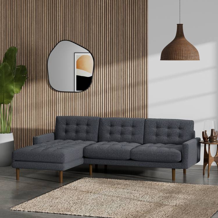 Habitat Fenner Left Hand Corner Sofa - Charcoal - Dark Leg