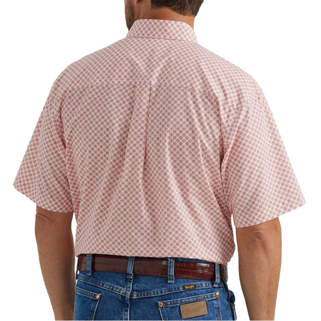 Классическая мужская рубашка Wrangler с коротким рукавом и пуговицами, с принтом ?Красное солнце?.