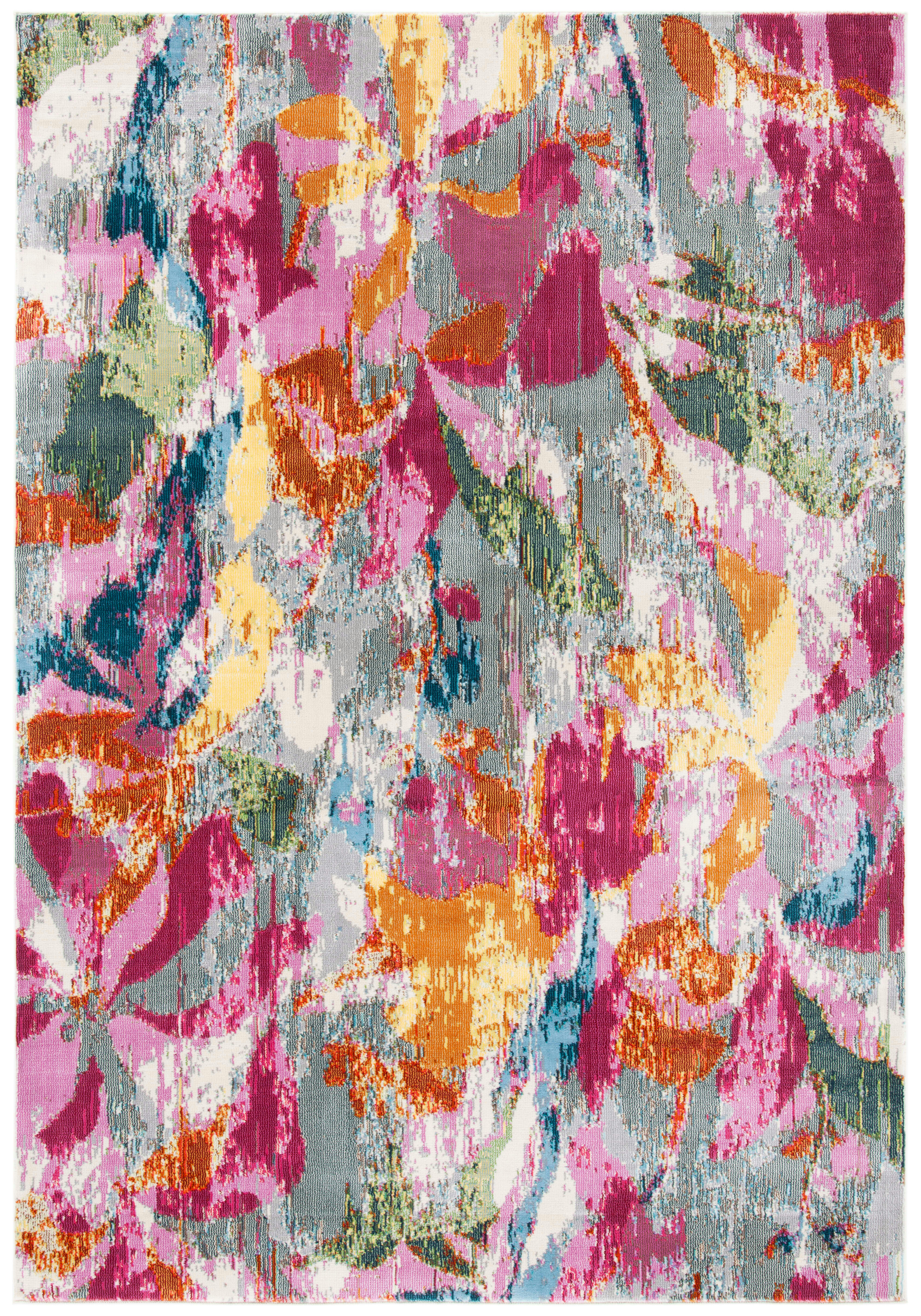 LILLIAN - Tapis de salon interieur en gris & rose, 160 x 231 cm