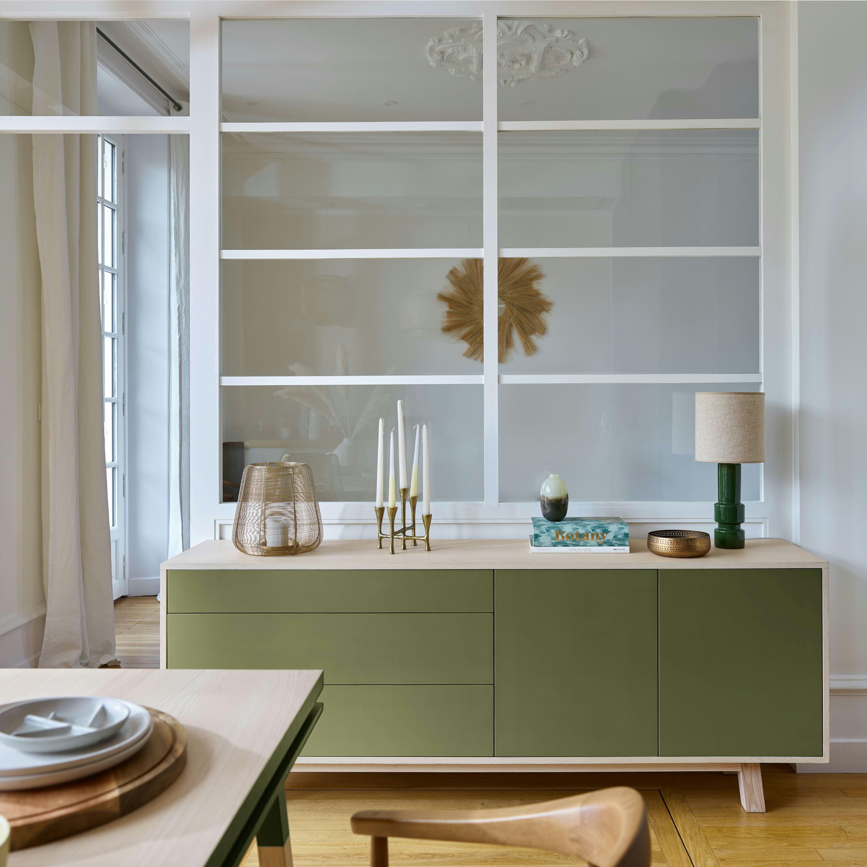 KUBE - Buffet bas 2 portes+3 tiroirs 200 cm, en frêne