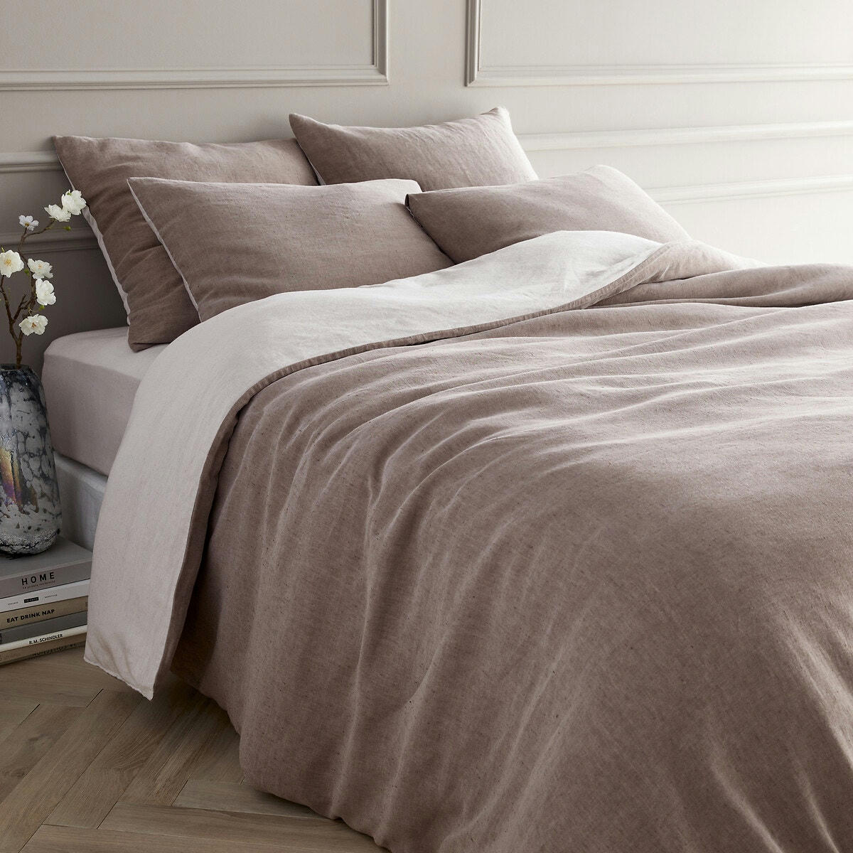 Housse de couette bicolore en lin et coton, Antona