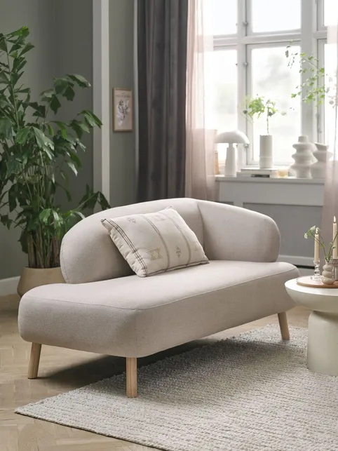 Sofa STADIL open-end venstre oval beige stof
