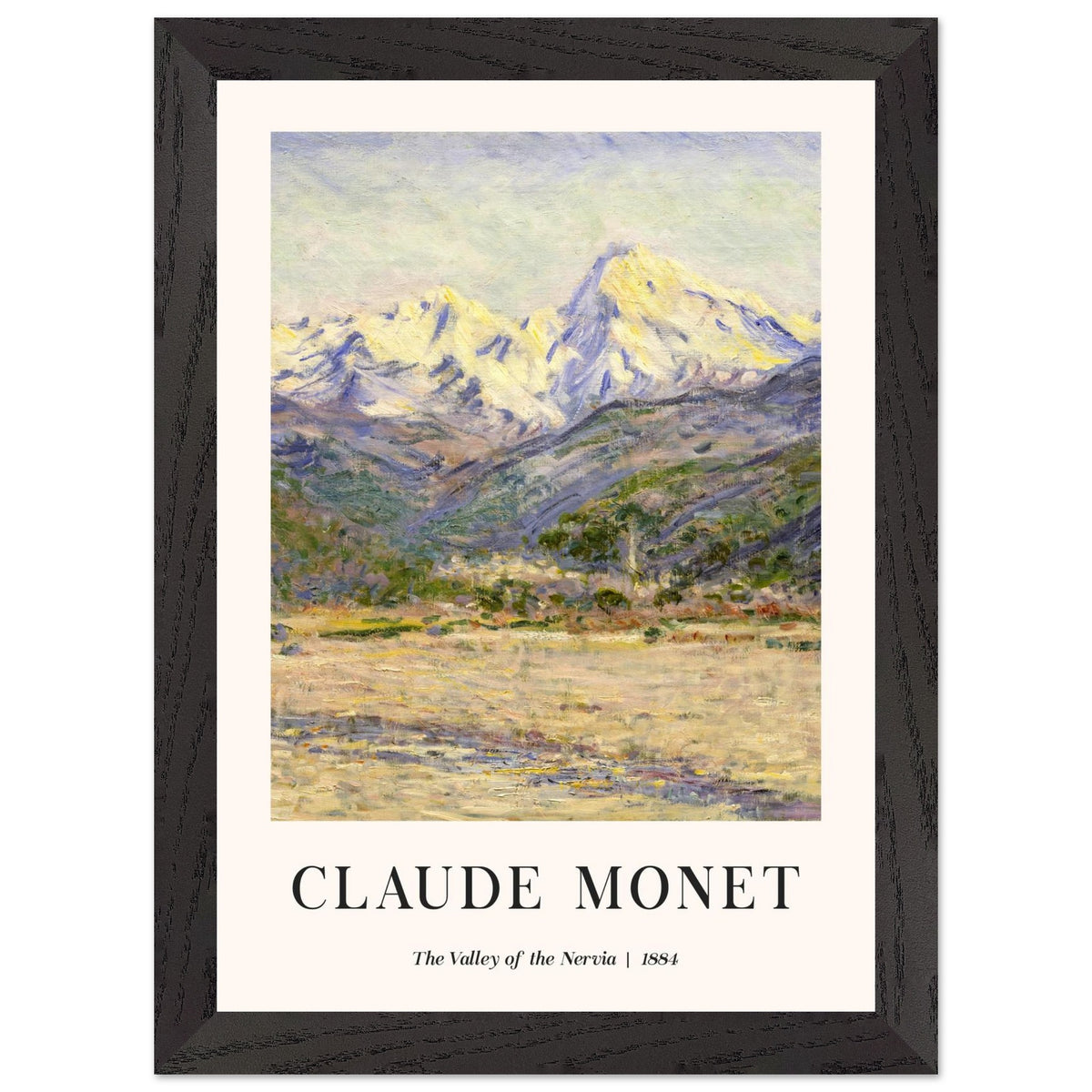 Artfulprints Poster met Lijst Claude Monet - The valley of the Nervia  - A4 21x29.7 cm - Bruin