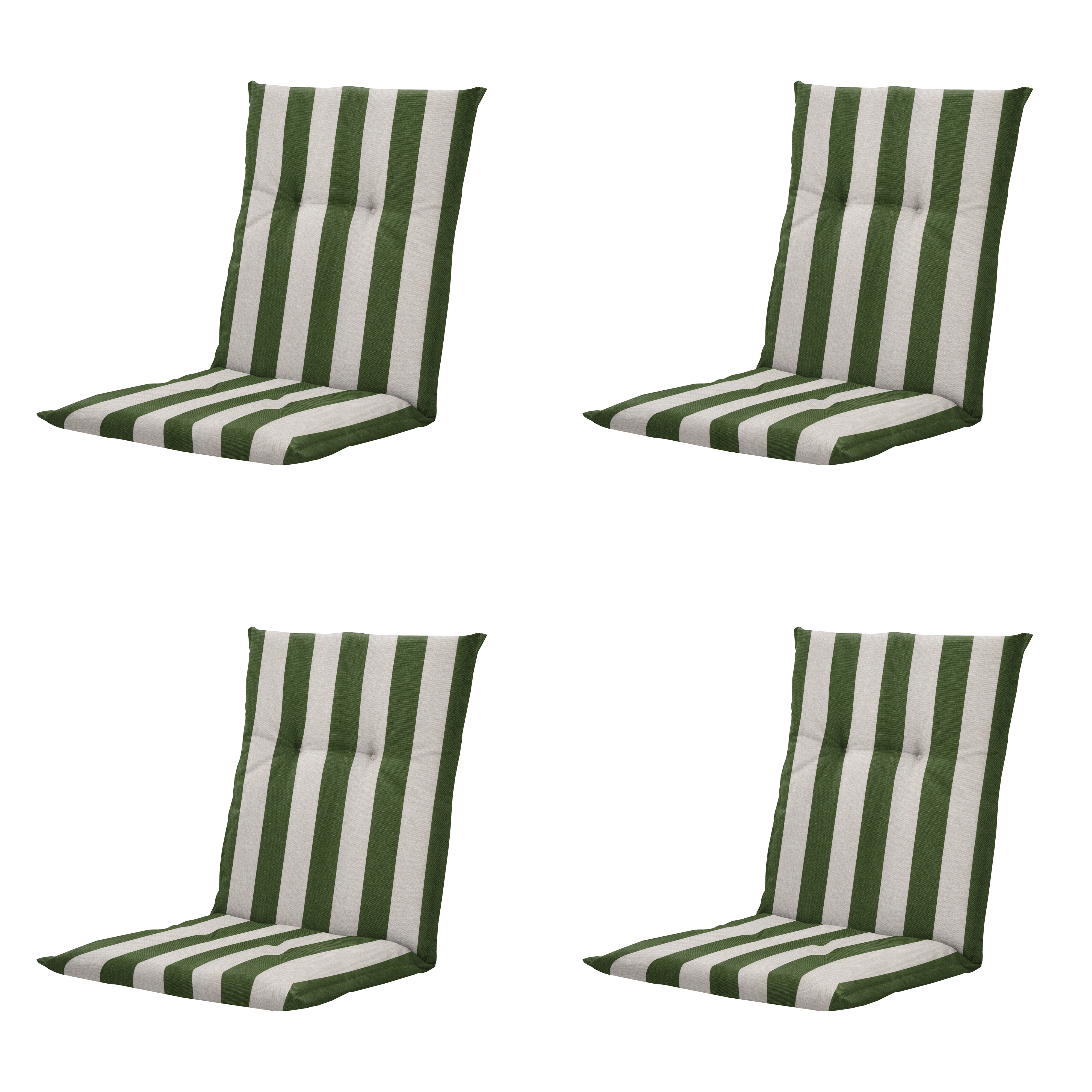 Madison tuinstoelkussen lage rug Amora - groen - 105x50x6cm - set van 4