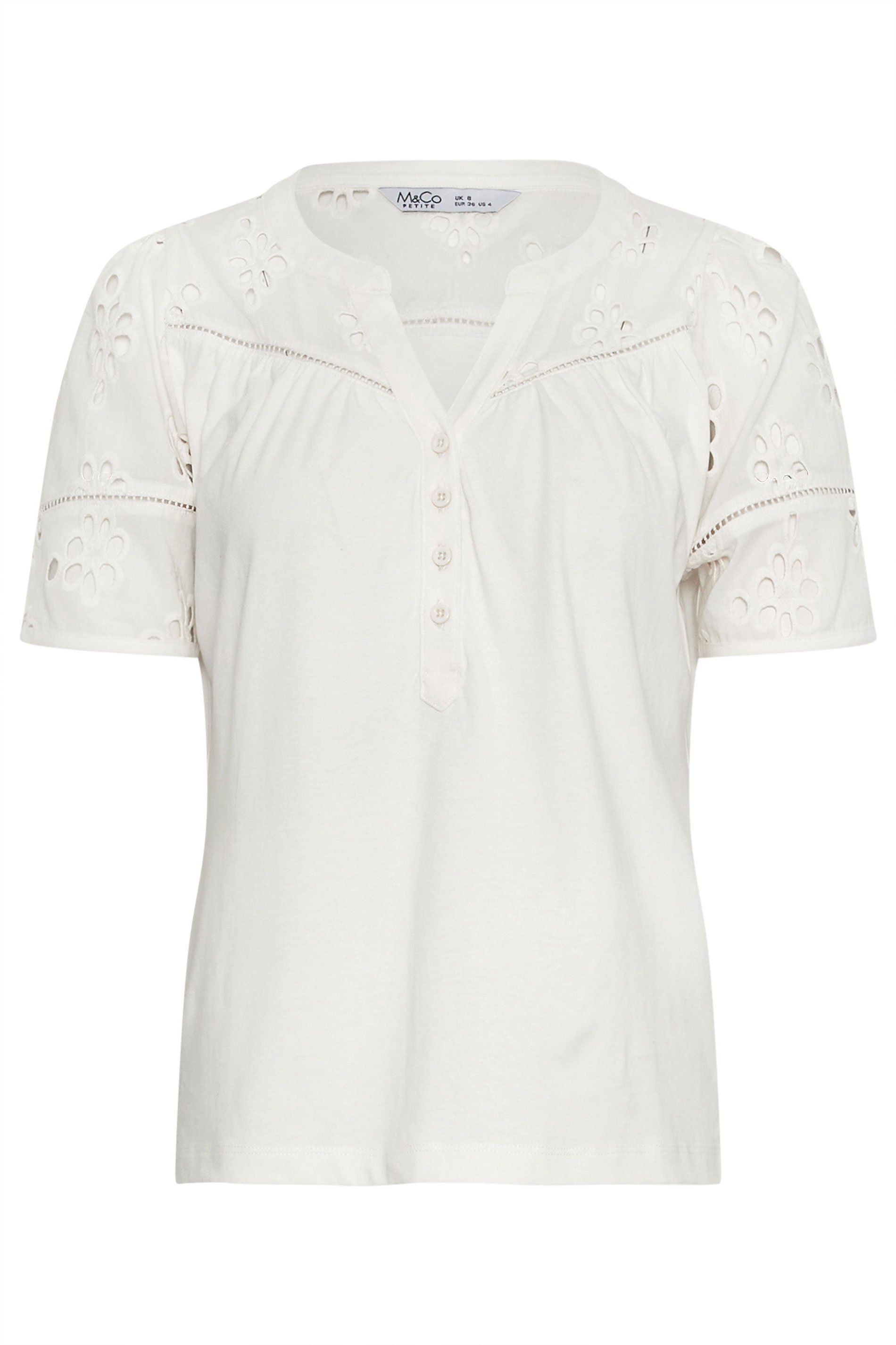 M&Co Petite Broderie Cotton T-Shirt