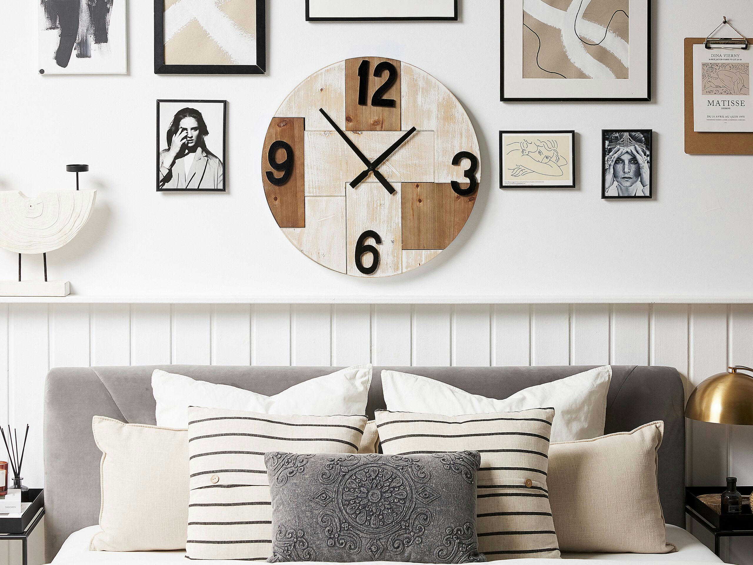 MICHAPAN - Horloge Murale ø 60 cm effet bois clair